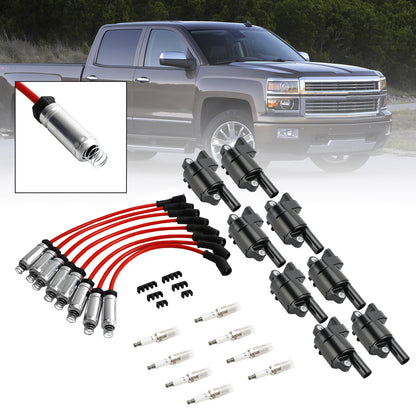 8x Ignition Coil+Spark Plug + Wire UF414 For GMC Silverado 1500 Tahoe 5.3L