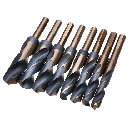 8 PCS HSS Cobalt Silver and Deming Drill Bits Set Large Size 9/16 inch to 1 inch
