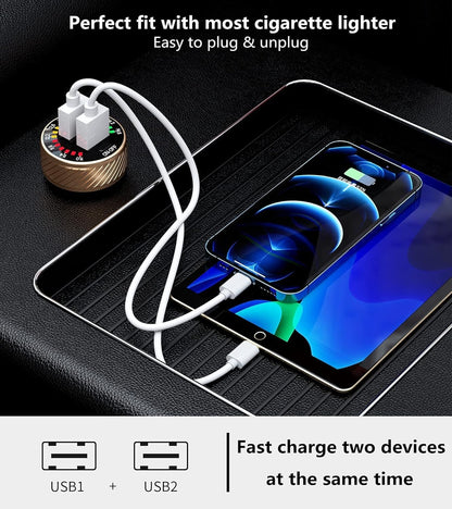 36W Car Cigarette Lighter Socket Dual USB Fast Charger Power LED Adapter Outlet