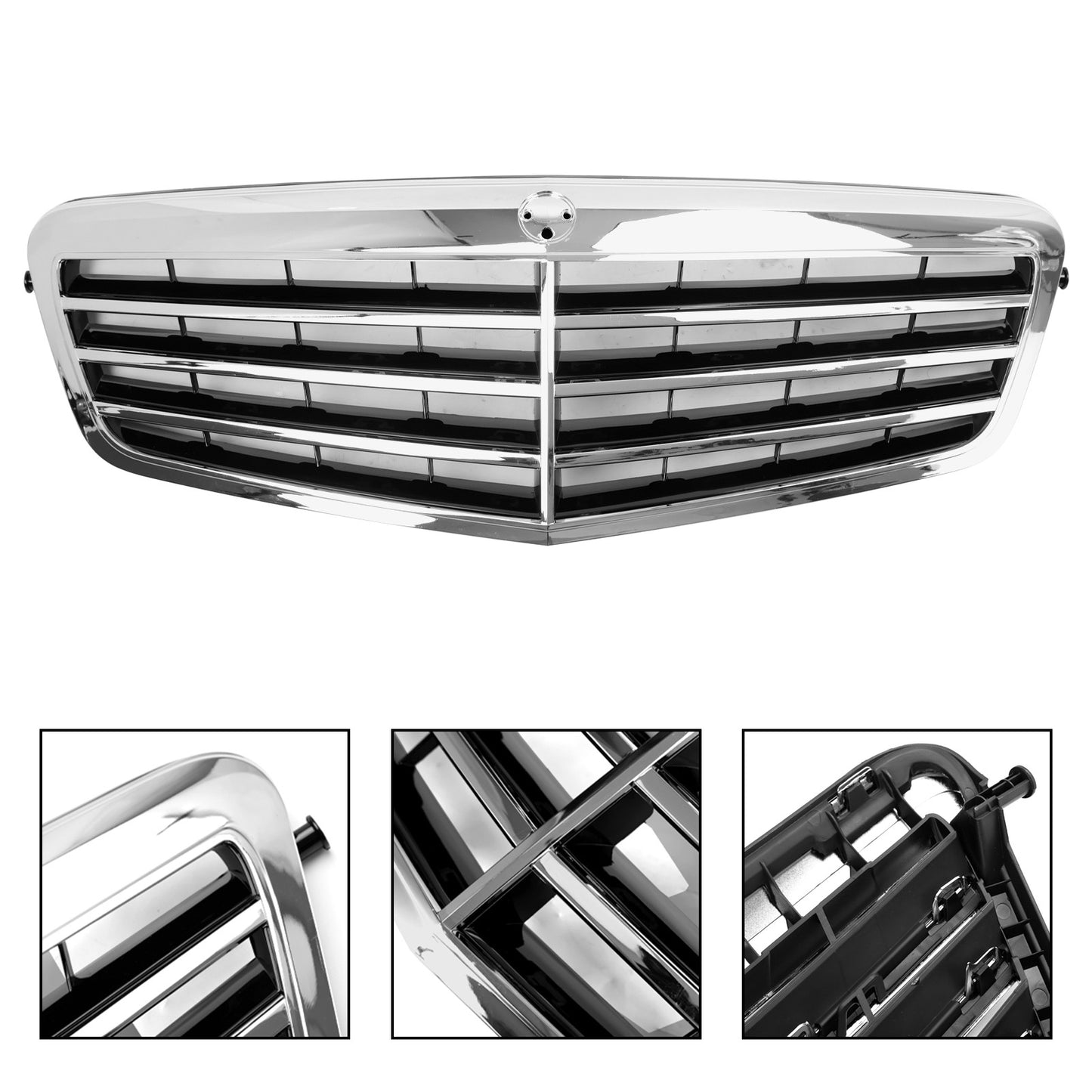 Chrome Front Grill Grille Fit Mercedes-Benz E Class W212 E350 E550 2010-2013