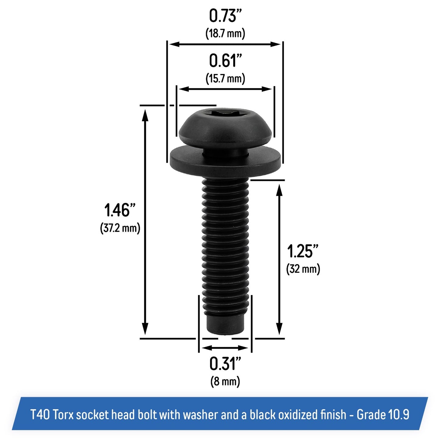 M8 Torx Screw Bolts for Jeep Wrangler JK 07-18 Pillar Hardtop, Doors, Frame (6)
