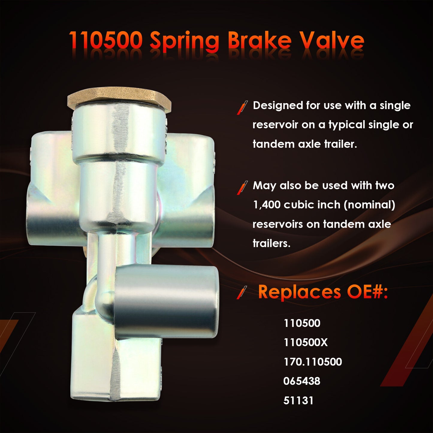 110500 Trailer Spring Parking Brake Control Valve Replaces Sealco 110500X 065438