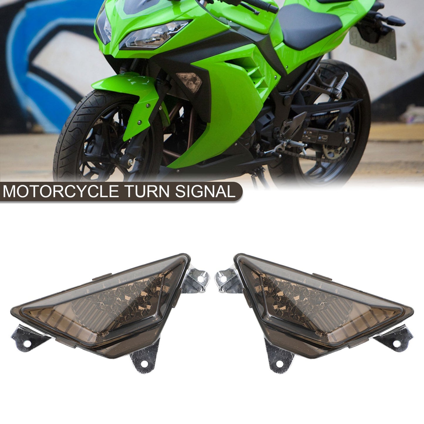 LED Front Turn Signal Light For KAWASAKI NINJA 250 300 400 650 1000 ZX6R Smoke