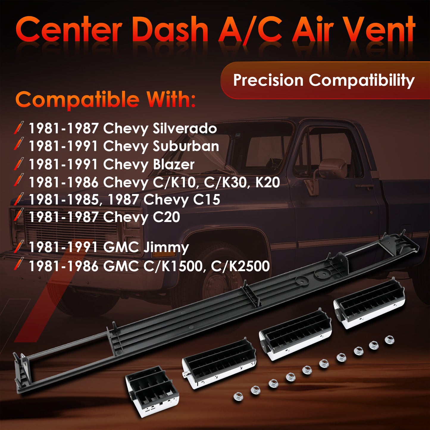 Center Dash A/C Air Vent Trim Plate For 81-91 Chevy Silverado GMC C/K 1500 2500
