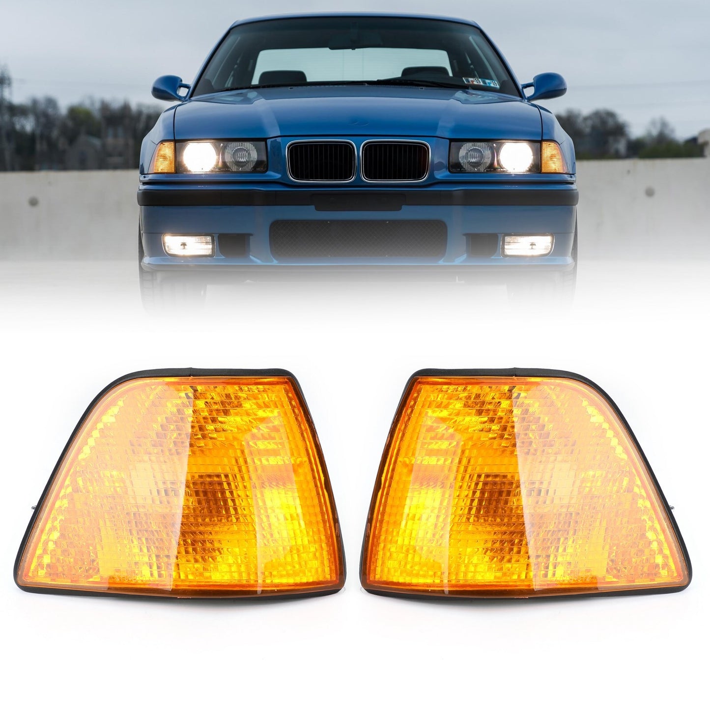 Corner Lights For BMW E36 3-Series 4Dr Sedan/Hatchback 1992-1998 Amber UE