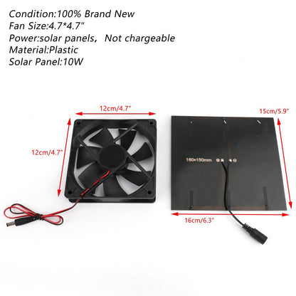 Solar Panel Powered Fan Mini Ventilator For Greenhouse Pet/Dog Chicken House