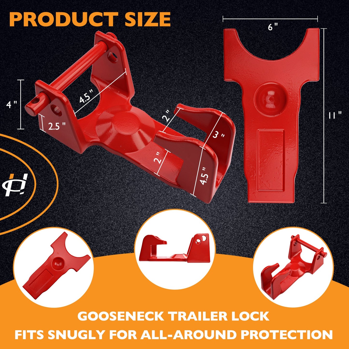 Gooseneck Trailer Hitch Lock w/ 2x key lock For RV Heavy Duty Trailers Red