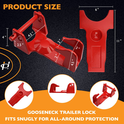 Gooseneck Trailer Hitch Lock w/ 2x key lock For RV Heavy Duty Trailers Red