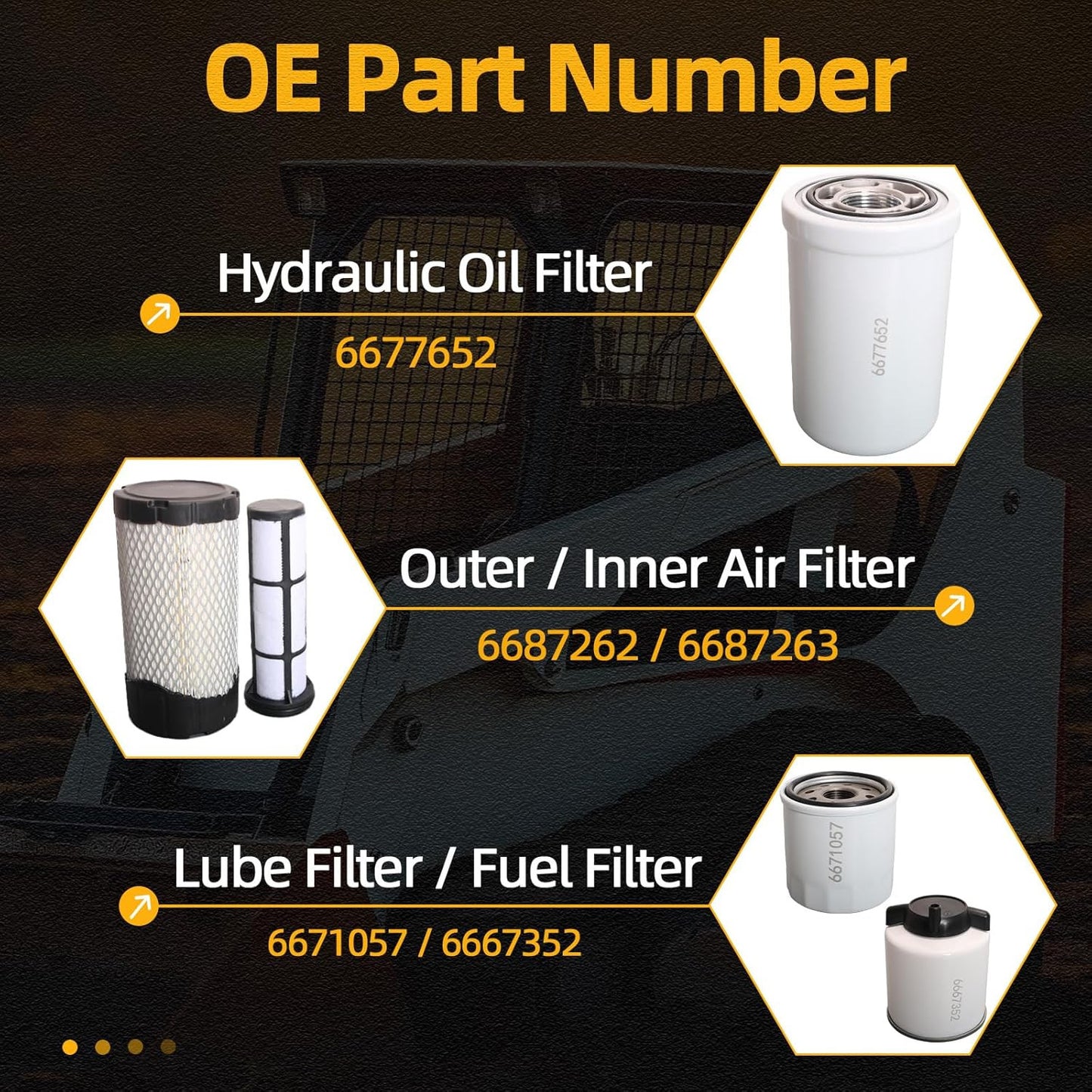 5X Fuel Oil Air Filter Kit For Bobcat Mini Track Loader MT52 MT55 MT85 MT100