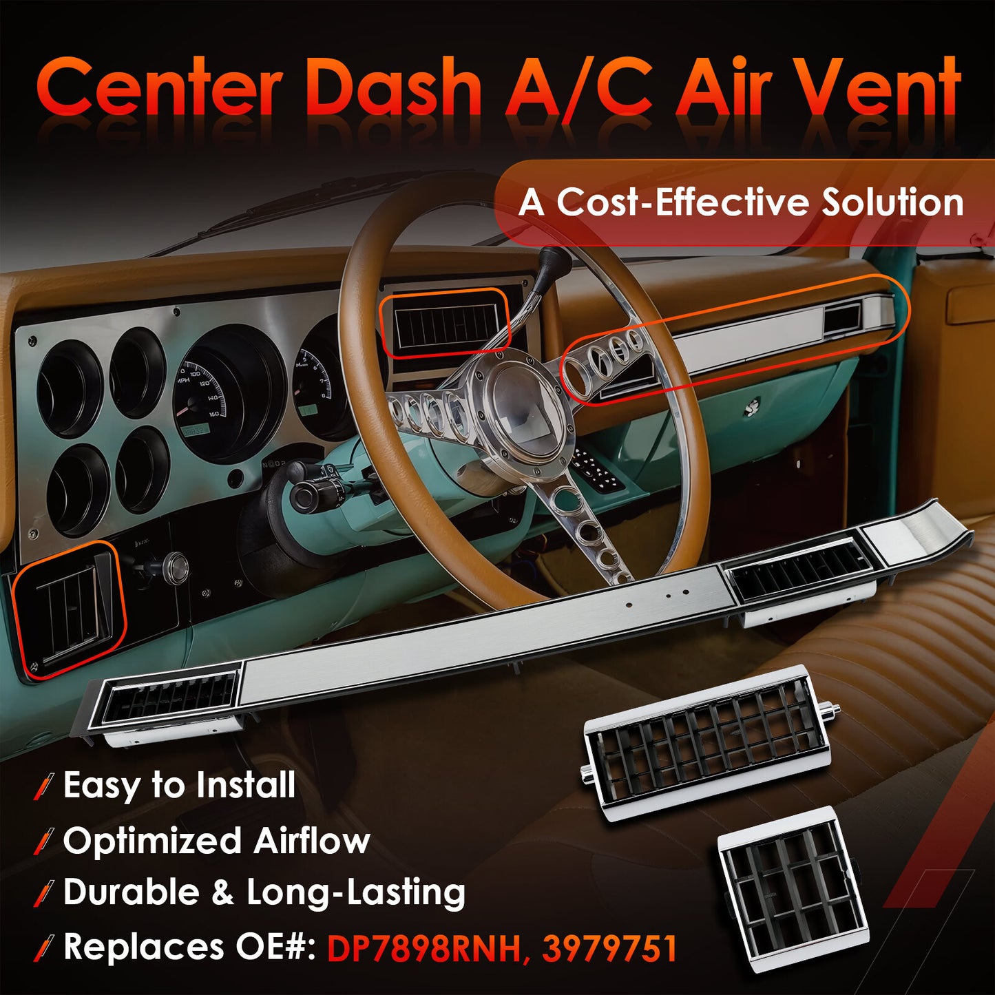 Center Dash A/C Air Vent Trim Plate For 81-91 Chevy Silverado GMC C/K 1500 2500
