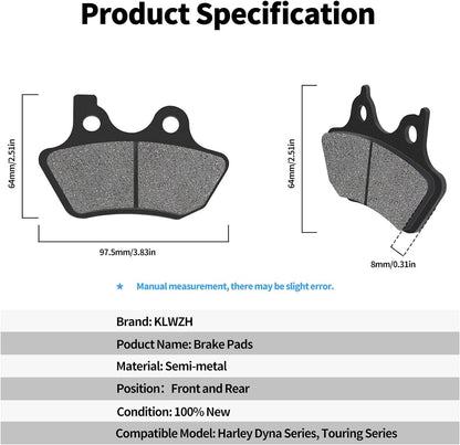 Front & Rear High Performance Brake Pads For Harley Davidson 2 sets 44082-00E