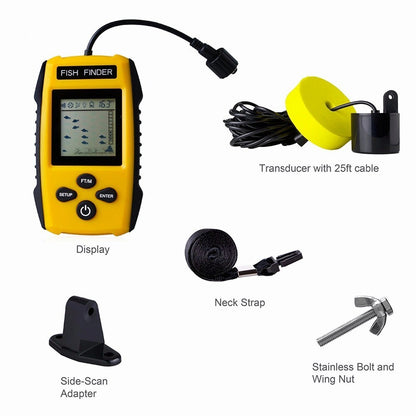328FT Portable Fish Finder Depth Echo Sonar Alarm Sensor Transducer Fishfinder