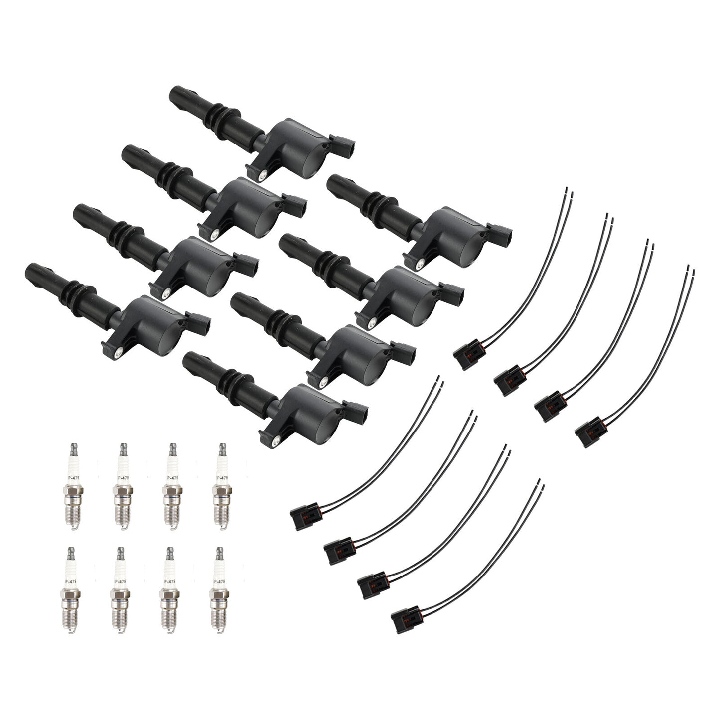 8X lgnition Coil +Spark Plug+Connector FD508  DG511 For Ford F150 5.4L 2004-2010