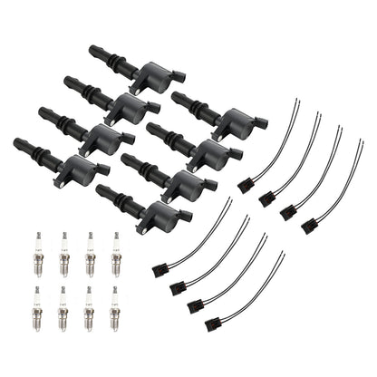 8X lgnition Coil +Spark Plug+Connector FD508  DG511 For Ford F150 5.4L 2004-2010
