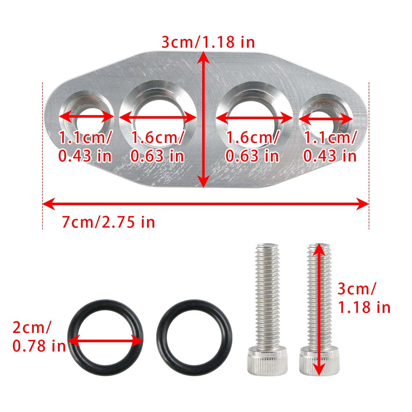 2 Pack Oil Cooler Adapter -6AN ORB Oring In/Out Port Plate LS1 LSX LS3 LS LS2