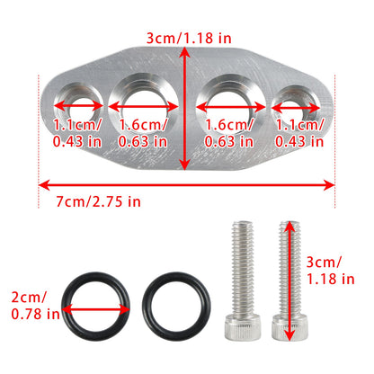 2 Pack Oil Cooler Adapter -6AN ORB Oring In/Out Port Plate LS1 LSX LS3 LS LS2