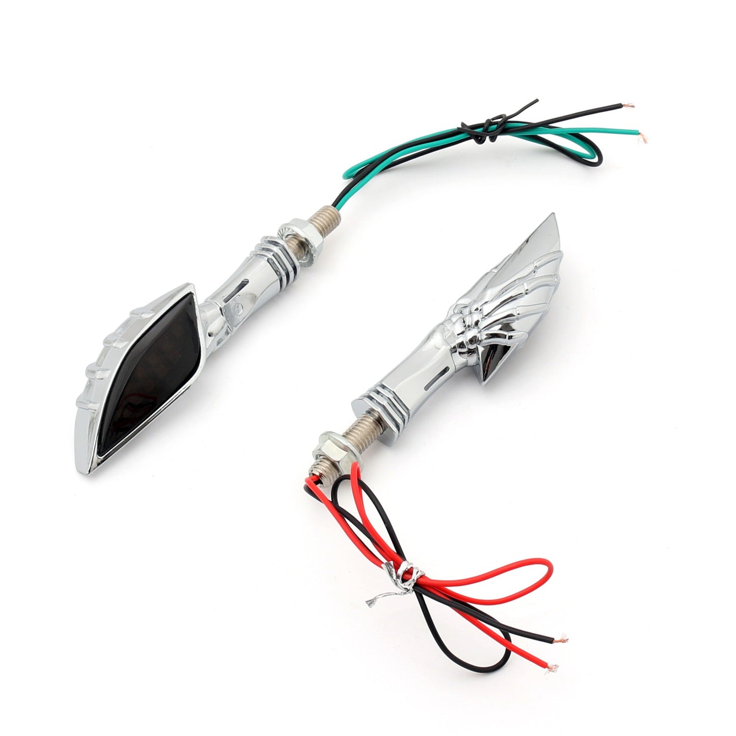??Motorcycle Chrome Skeleton Hand LED Turn Signals Blinker Indicator Smoke