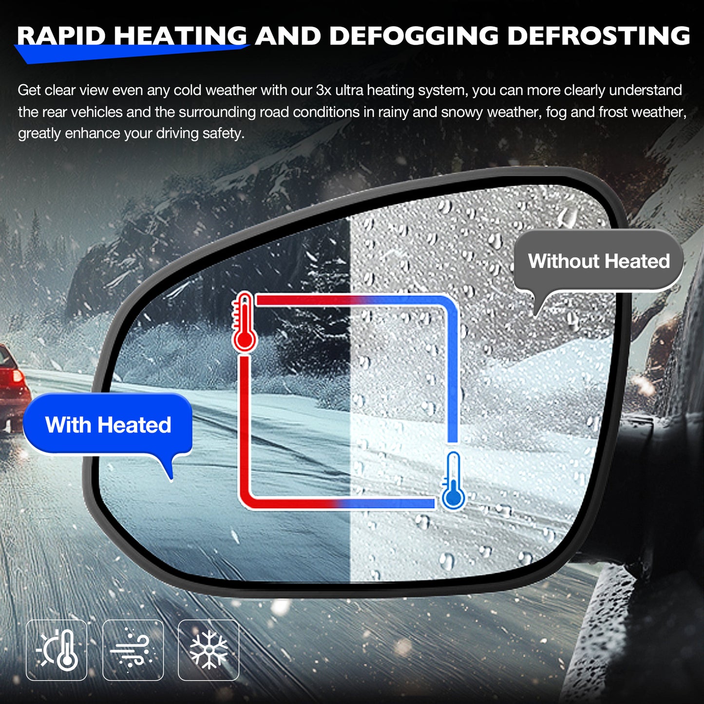 Heated Mirror Glass w/ BSD Left Driver Side For 13-24 Toyota RAV4 Tacoma 4Runner