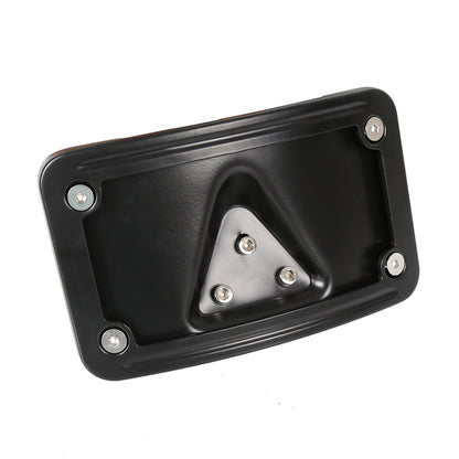 Solid Spare Curved Laydown License Plate Mount Bracket Frame For Harley Softail Dyna, Steel