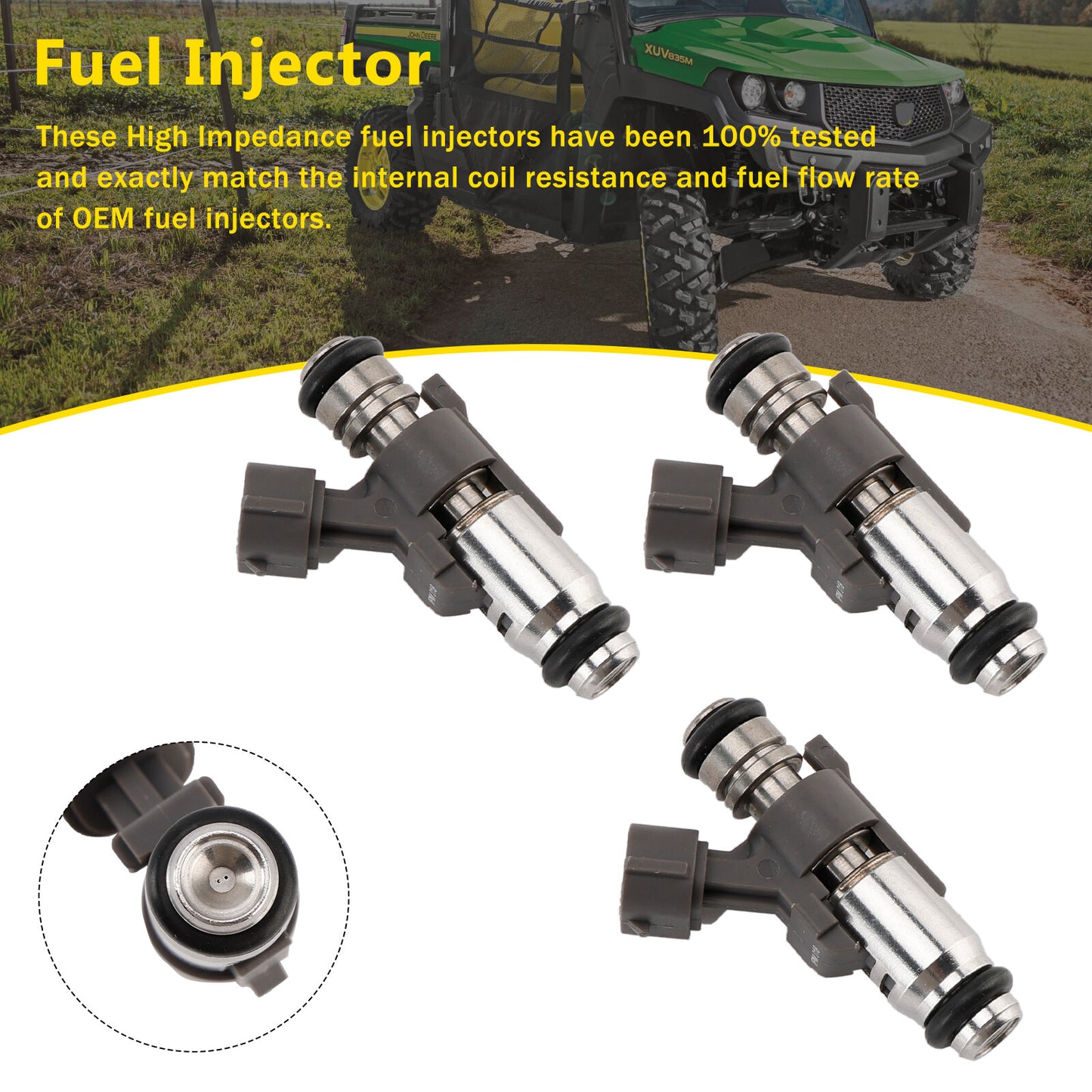 3PCS Fuel Injector AUC11700 Fit John Deere Gator XUV835M XUV835E XUV825E