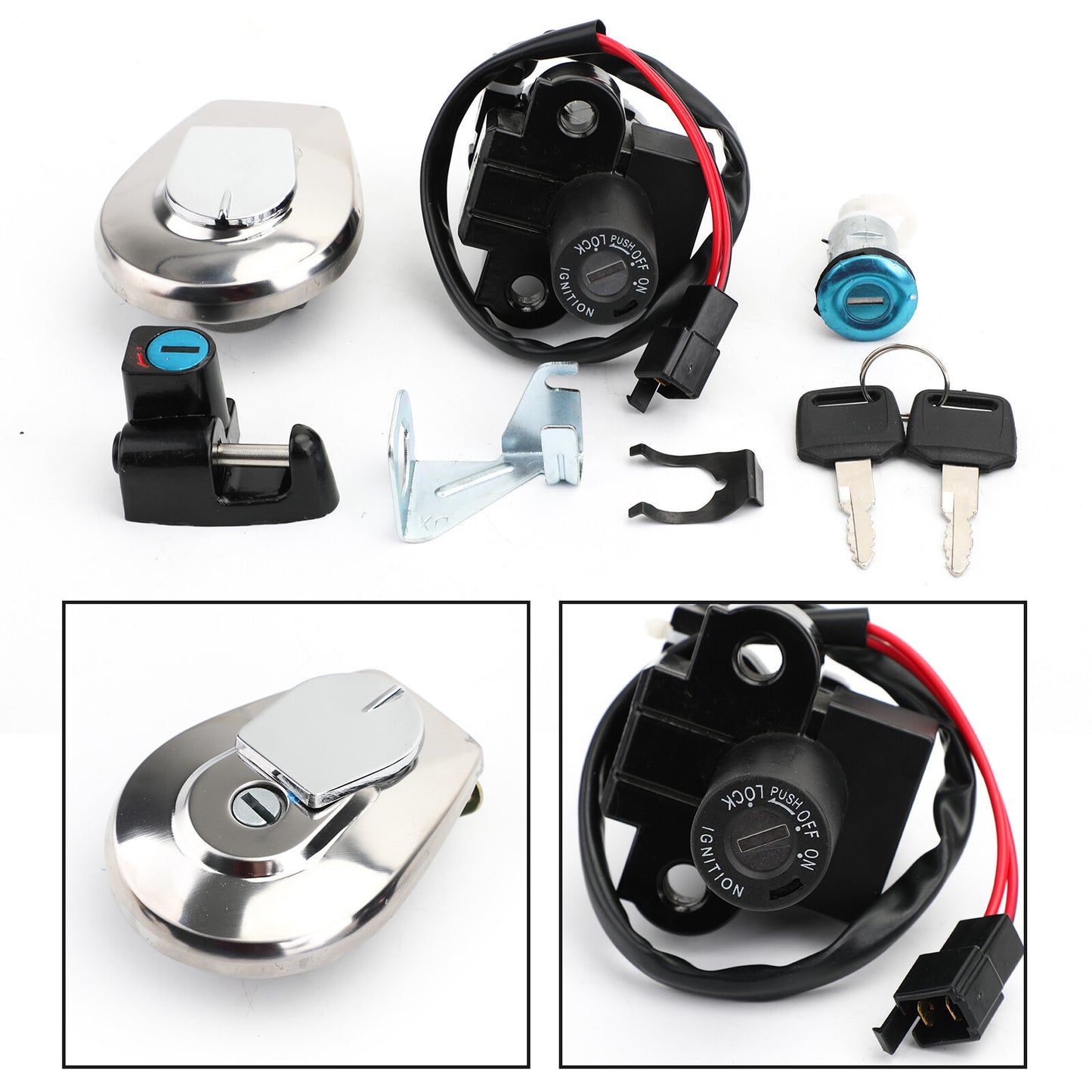 Ignition Switch Fuel Gas Cap Seat Lock Set Keys For 91-03 Honda CB750 Nighthawk