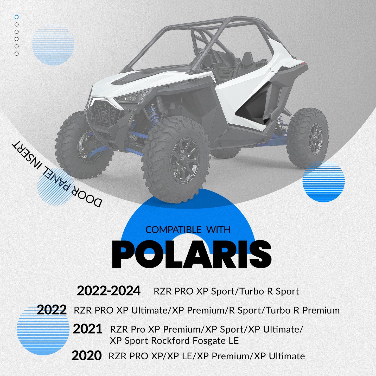 Solid Spare For 22-24 Polaris RZR PRO Textured Door Insert Panel Replacement Kit Lower Door