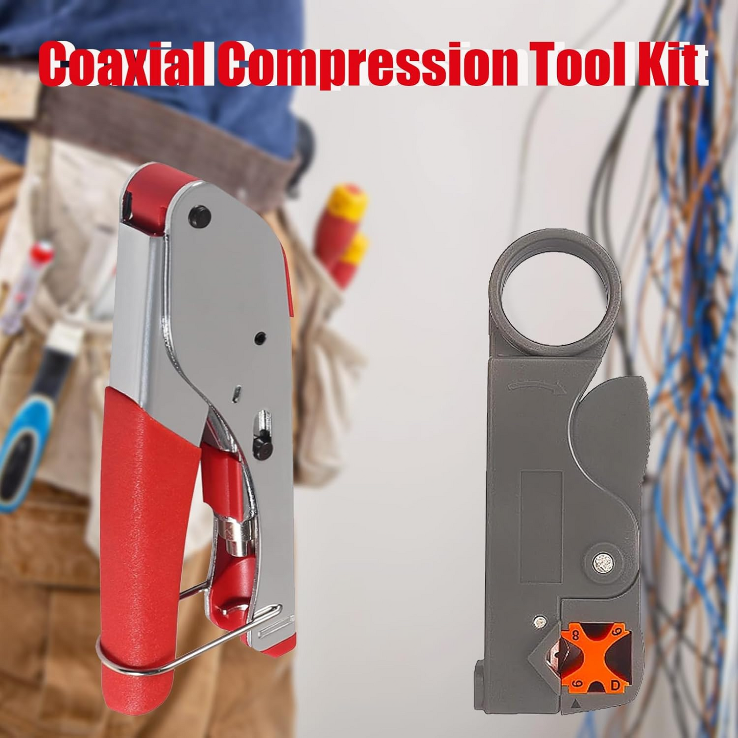 Coaxial Compression Tool Kit Crimper Wire Stripper TV Coax Cable CCTV Repair New