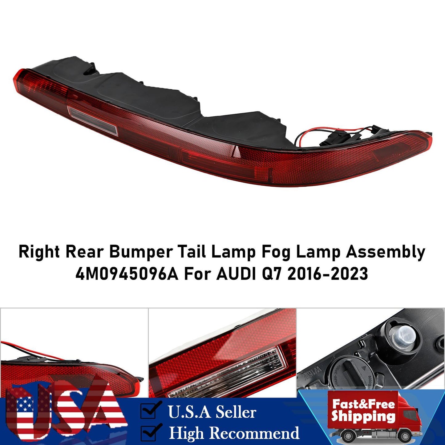 Right Rear Bumper Tail Lamp Fog Lamp Assembly 4M0945096A For AUDI Q7 2016-2023
