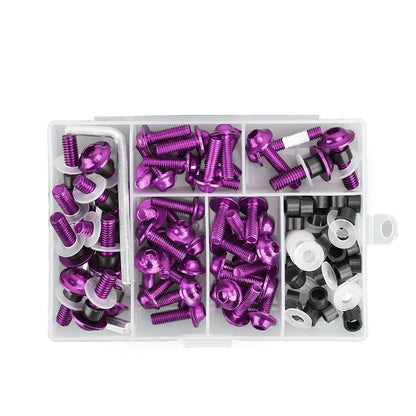 158x Motorbike Purple Fastener Clip Screw Kit Windscreen Fairing Bolt Universal