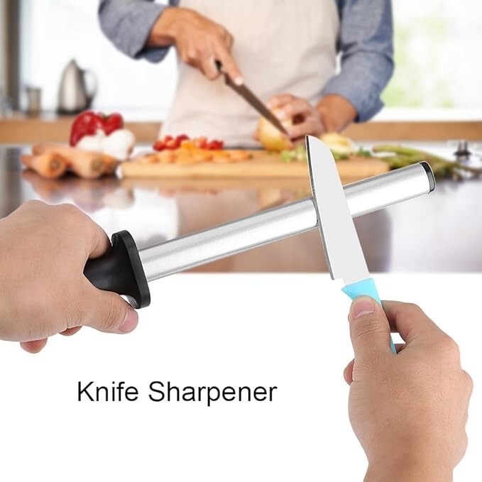10 Inch Diamond Knife Sharpening Steel Honing Rod Oval Stick Kitchen Sharpener