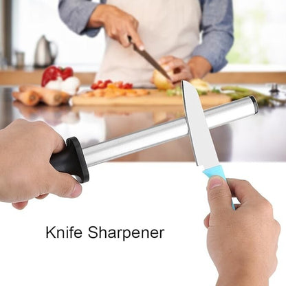 10 Inch Diamond Knife Sharpening Steel Honing Rod Oval Stick Kitchen Sharpener