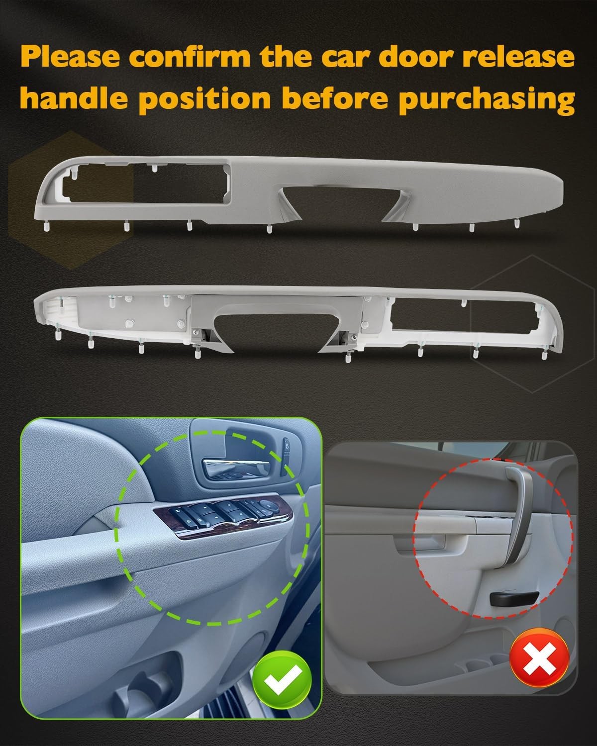 Passenger & Driver Armrest Repair Kit Fits 2010-14 Chevy Tahoe GMC Yukon XL Gray