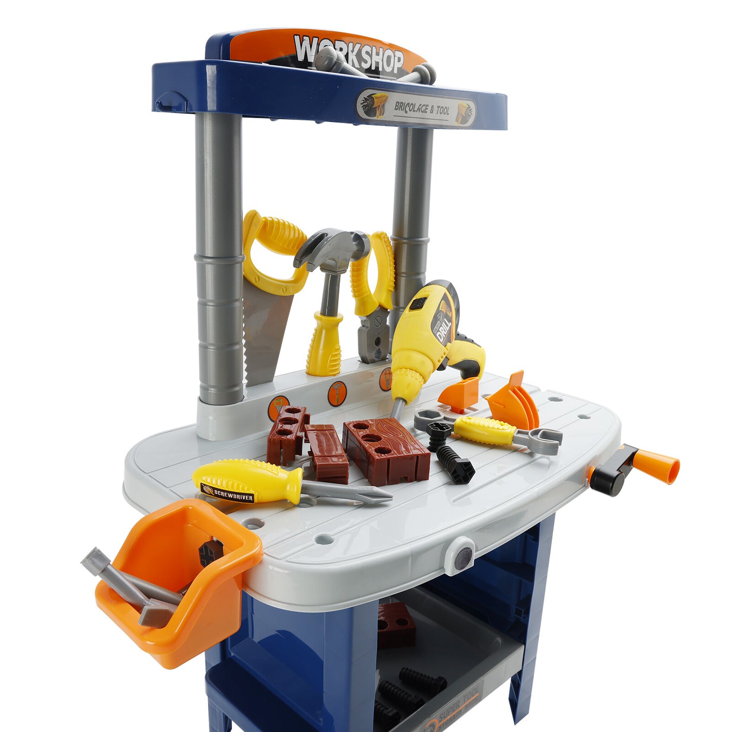 37+Pcs Kid Workbench Electric Drill Tool Pretend Play Workshop Construction Toy