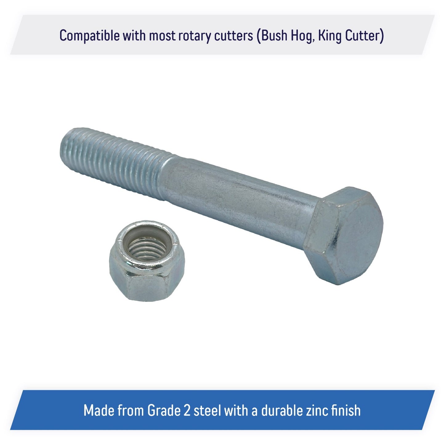 Grade 5 Shear Bolts for Rotary Cutters 1/2" x 3-1/2" with Nylock Nuts (5 Pack)