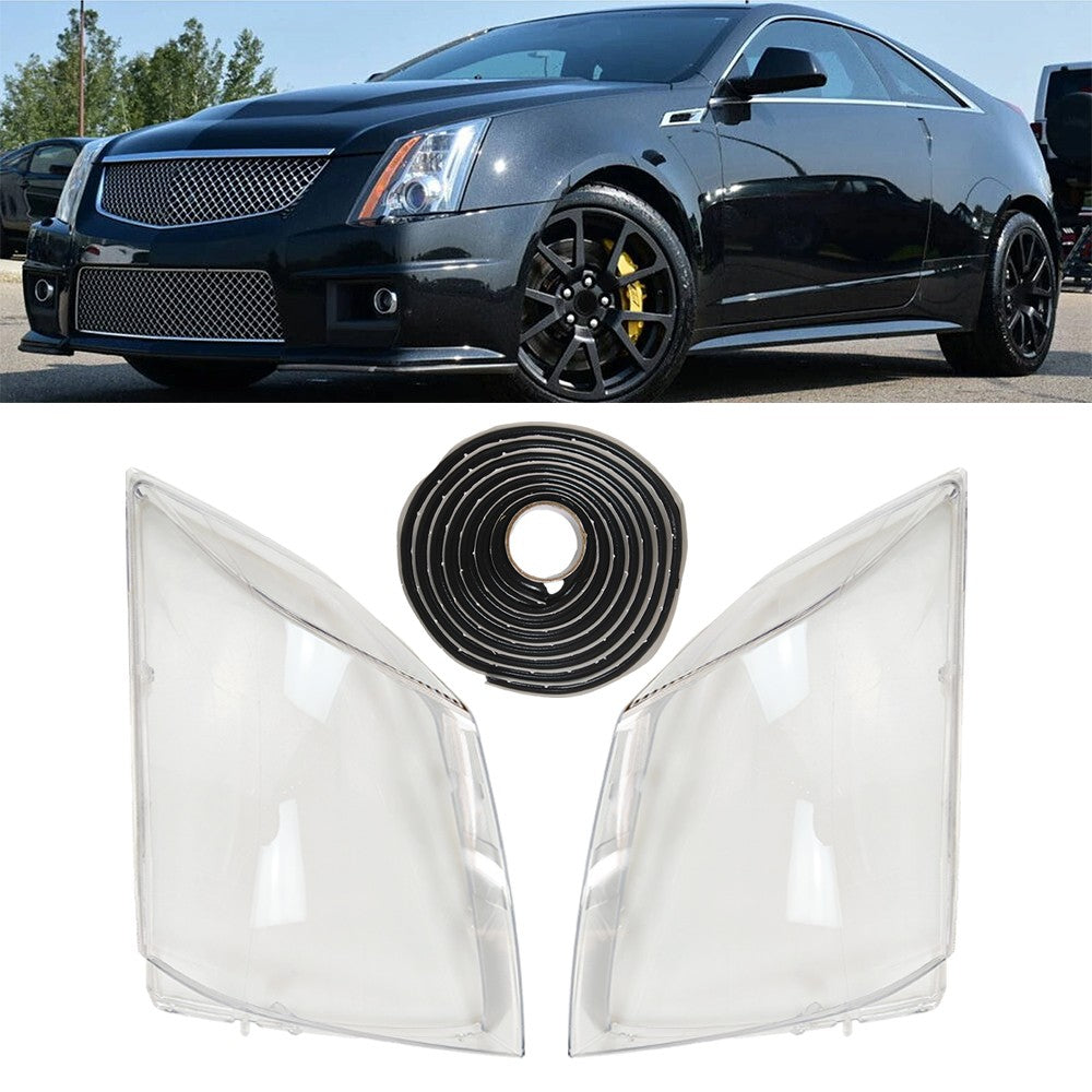 For Cadillac CTS 2008-2013 Front Headlight Lens Clear Cover+Glue