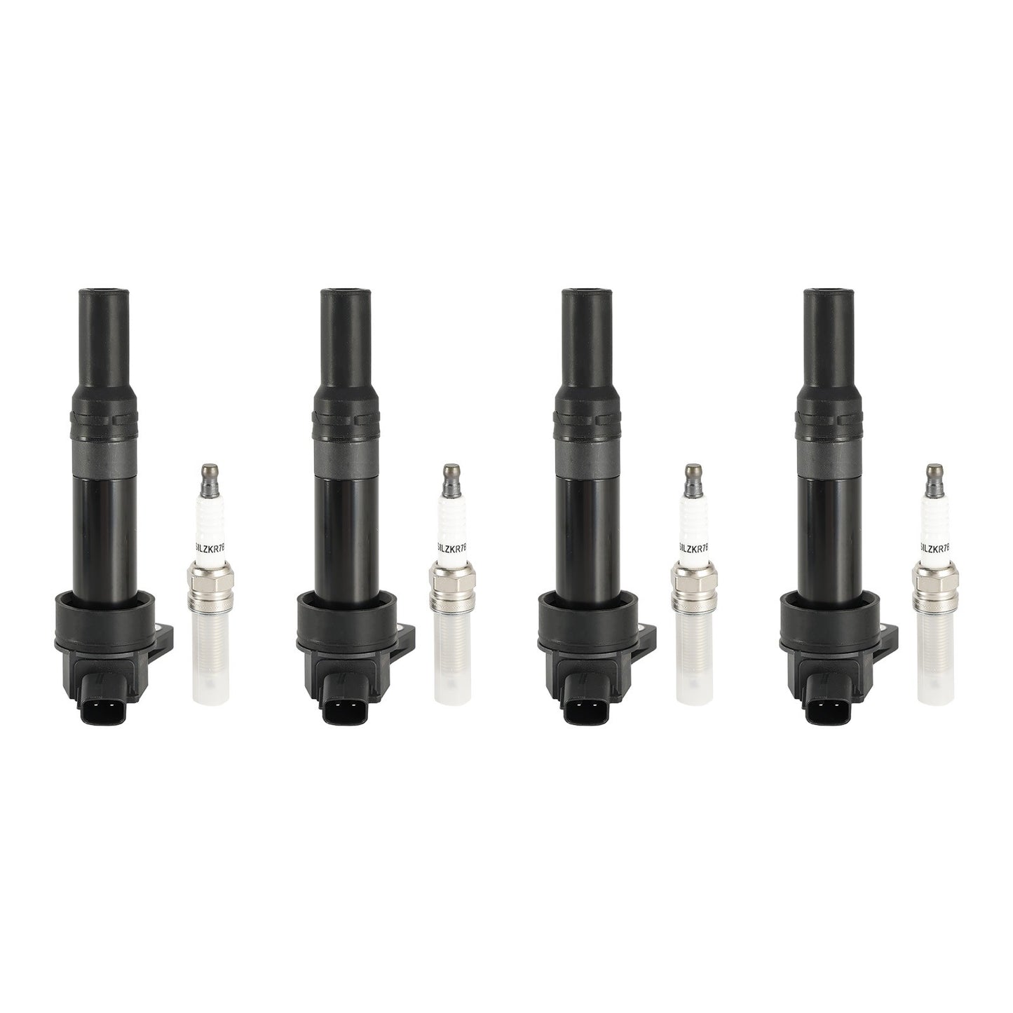4x Ignition Coil +Spark Plug UF651 For Kia Soul Forte Hyundai Elantra