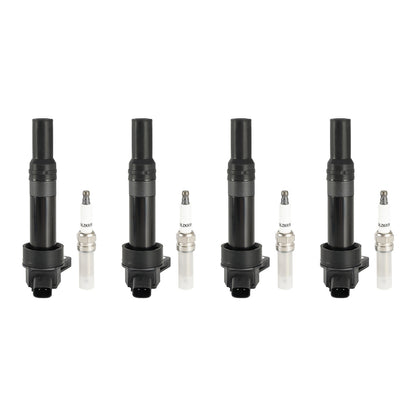 4x Ignition Coil +Spark Plug UF651 For Kia Soul Forte Hyundai Elantra