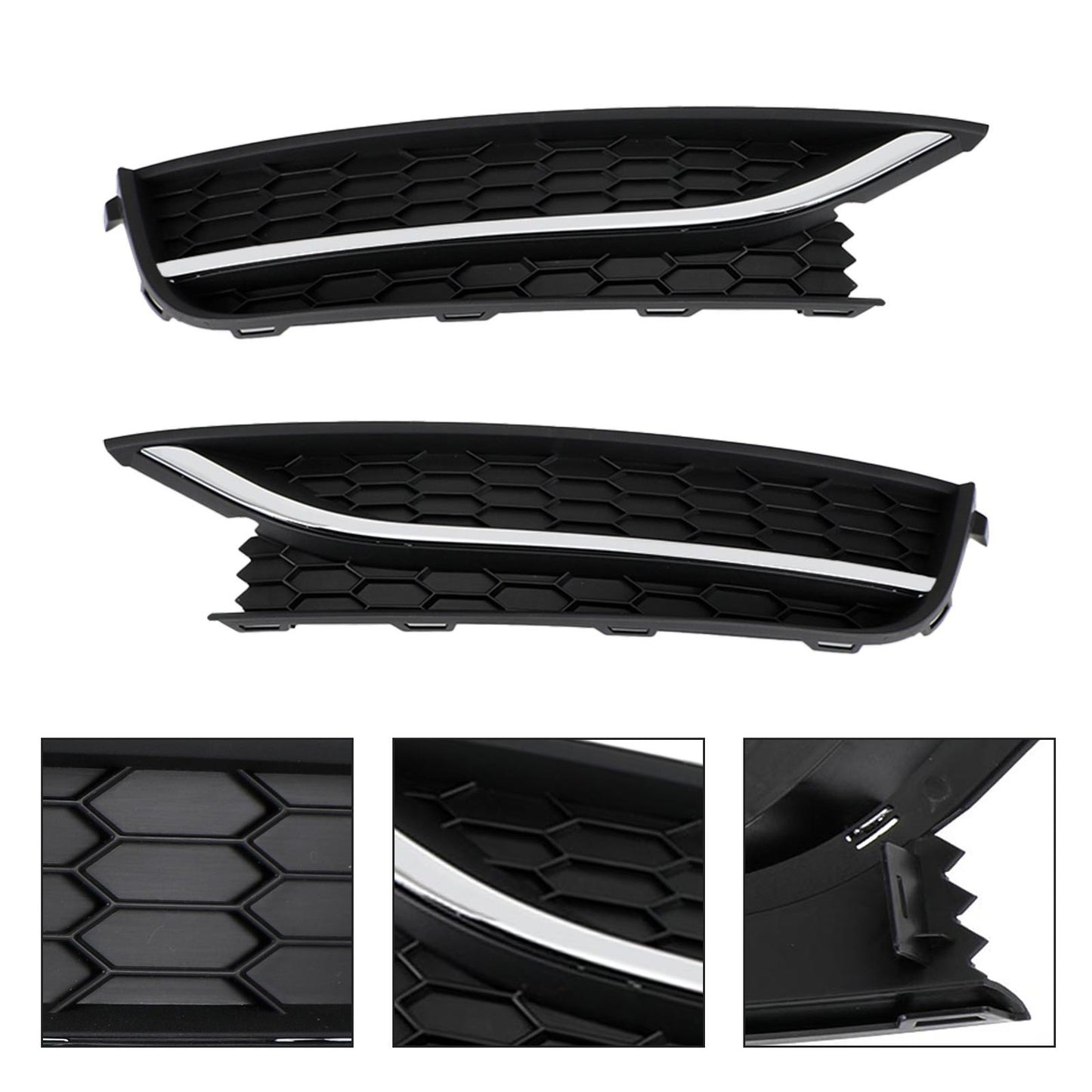 2PCS Front Driving Fog Light Cover For VW Passat 2012-2015 Black/Chrome