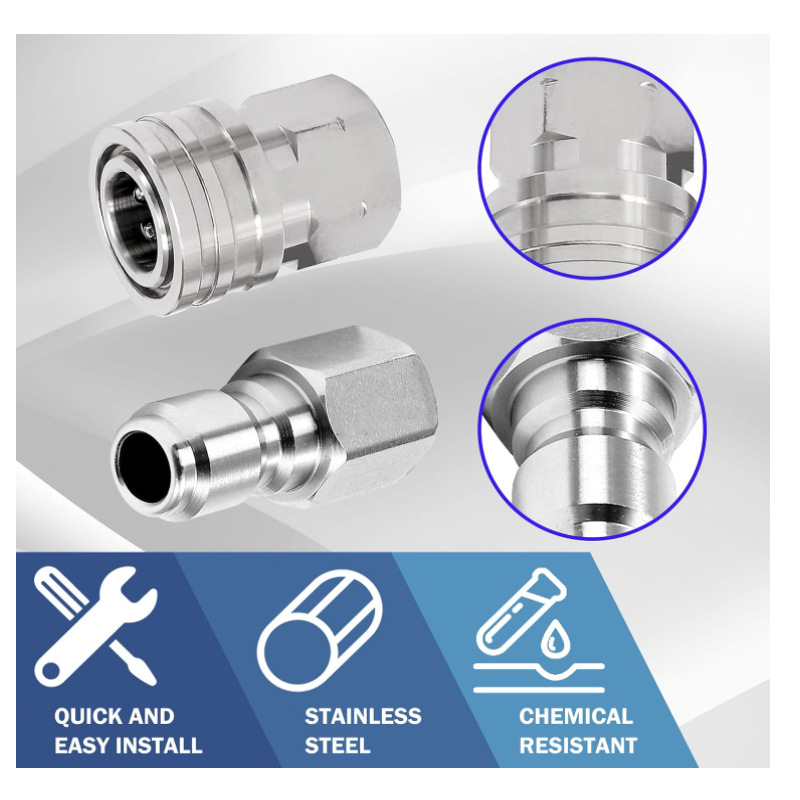 4Pcs NPT 1/4 Inch Pressure Washer Adapter Stainless Steel Quick Connect Fitting