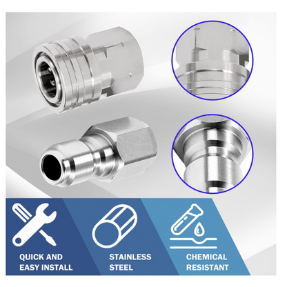 4Pcs NPT 1/4 Inch Pressure Washer Adapter Stainless Steel Quick Connect Fitting