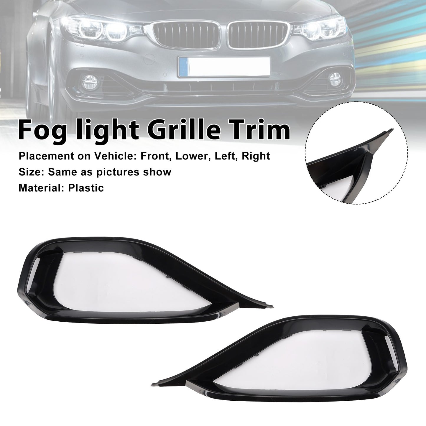 Left & Right Fog Light Bezel Grille Front Bumper Trim Fits BMW 428i F32 F33 F36