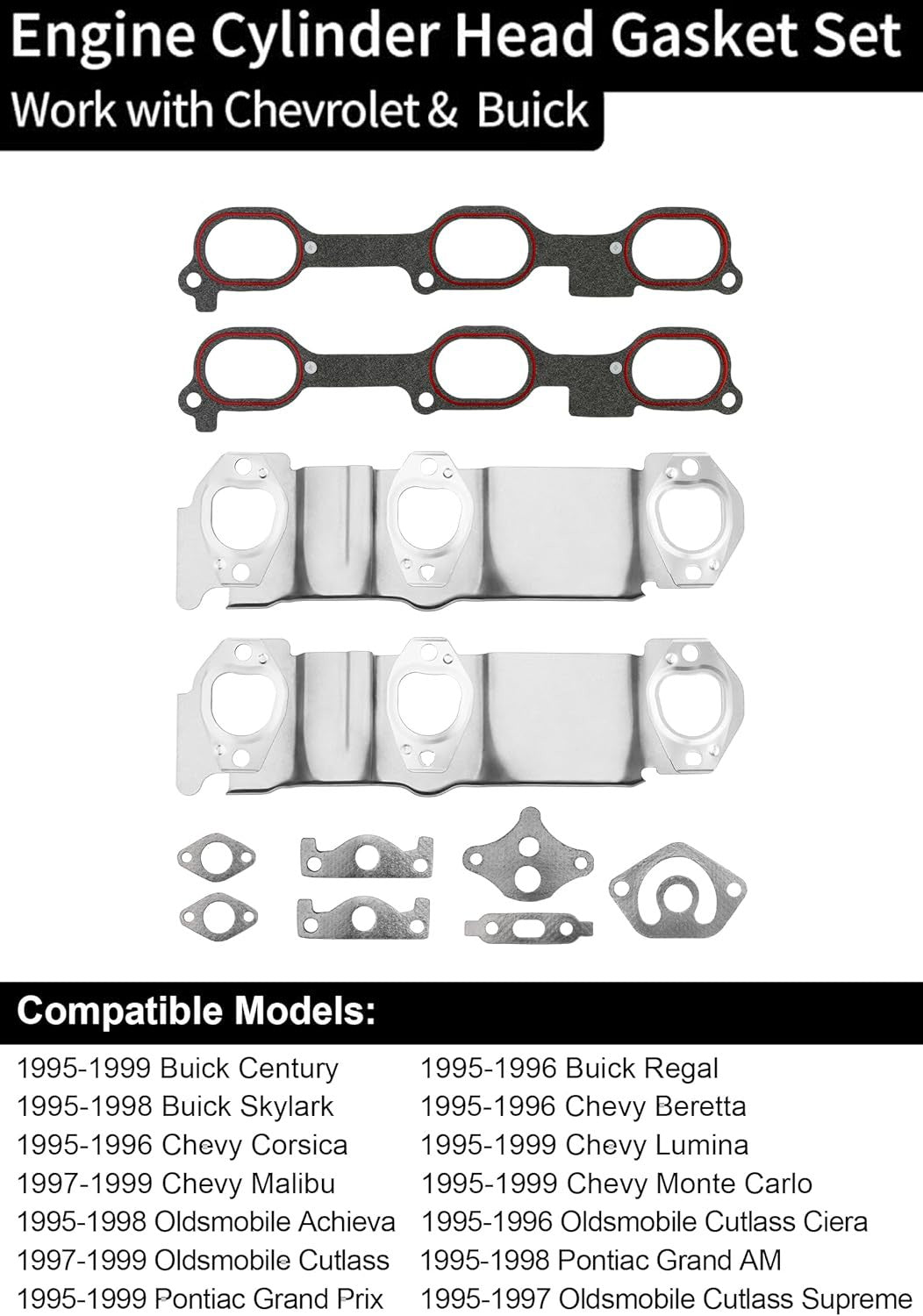 Head Gasket Set Fit 1995-99 Chevy Malibu Buick Century Oldsmobile Pontiac 3.1L