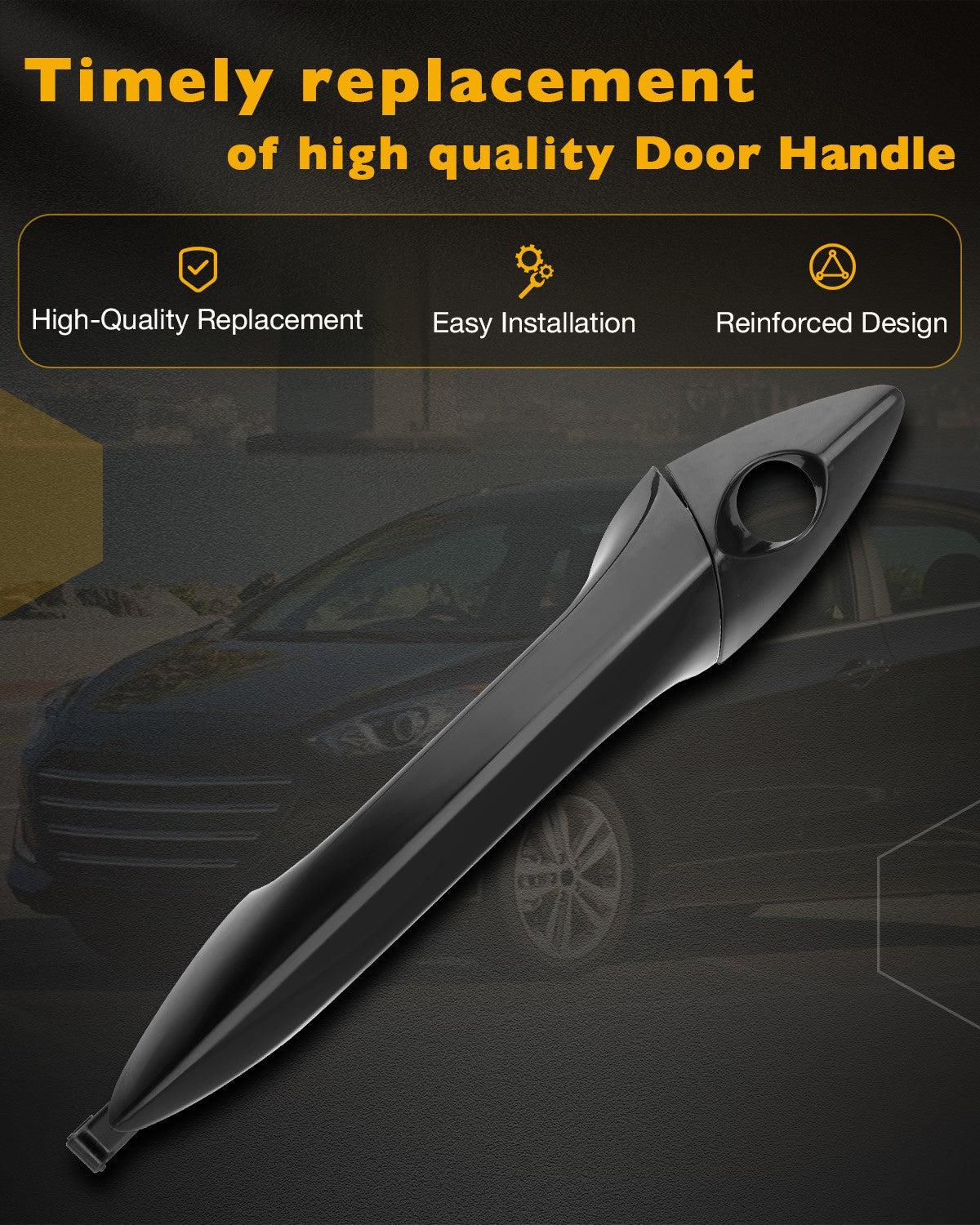 Exterior Door Handle Front Left w/ Lock Cylinder & Key Fit 11-16 Hyundai Elantra