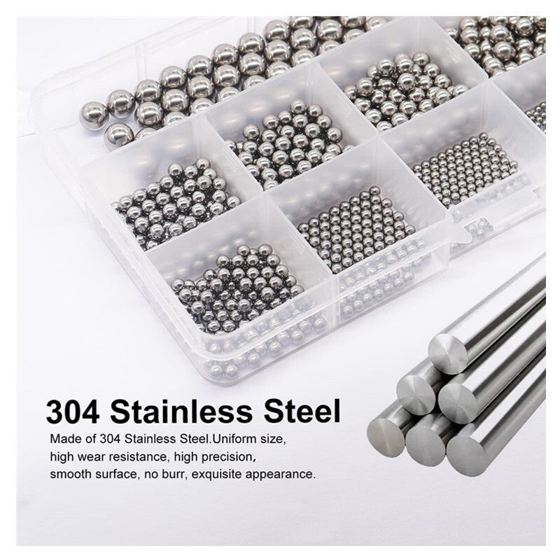 600 Pcs Metric Precision Steel Bearing Balls Assorted Stainless Steel Loose Bic