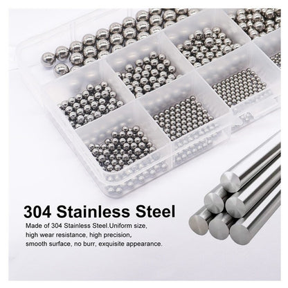 600 Pcs Metric Precision Steel Bearing Balls Assorted Stainless Steel Loose Bic
