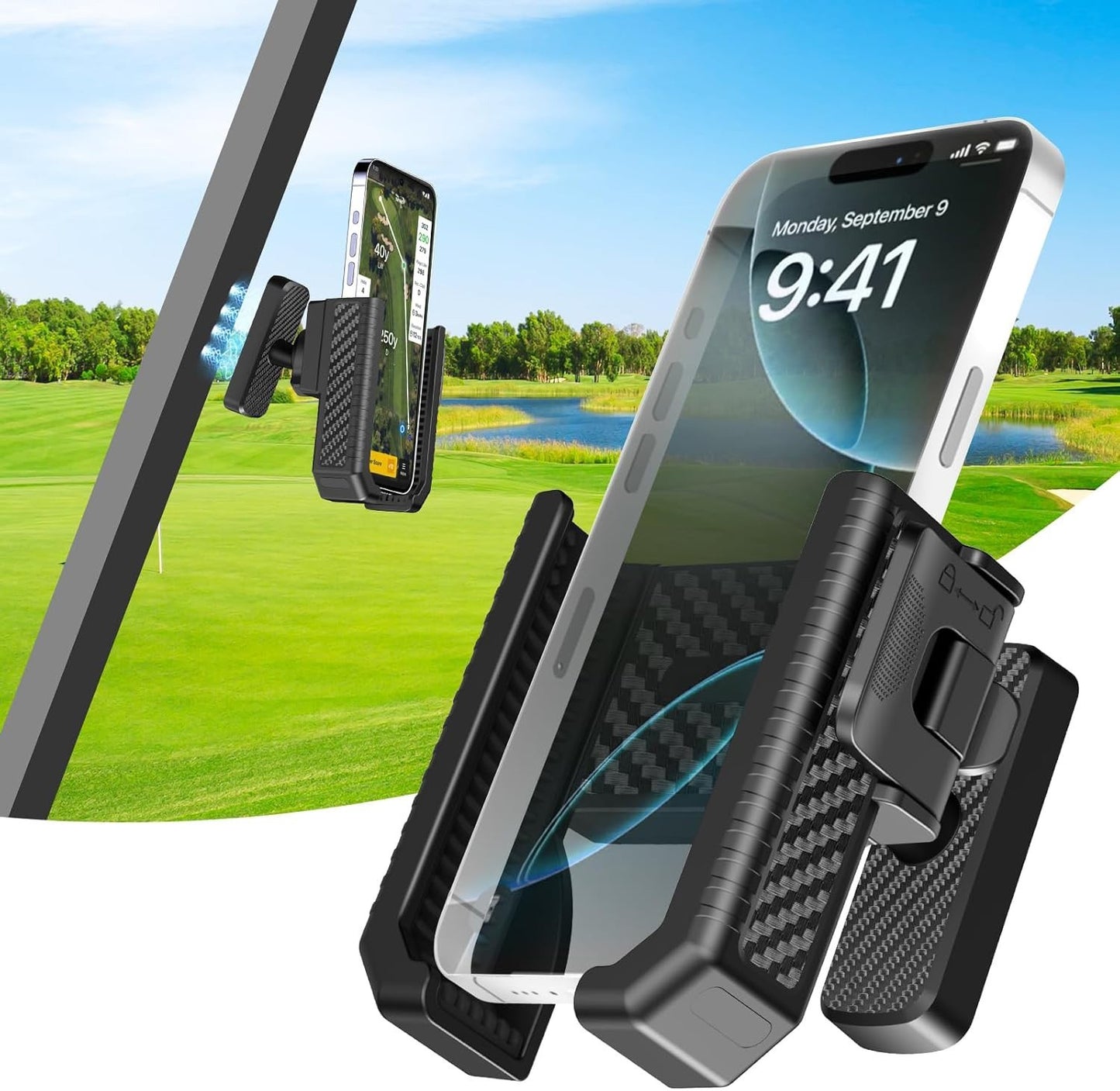 Magnetic Golf Cart Phone Holder 360?? Rotation Gym Tractor Bike Mount for iPhone