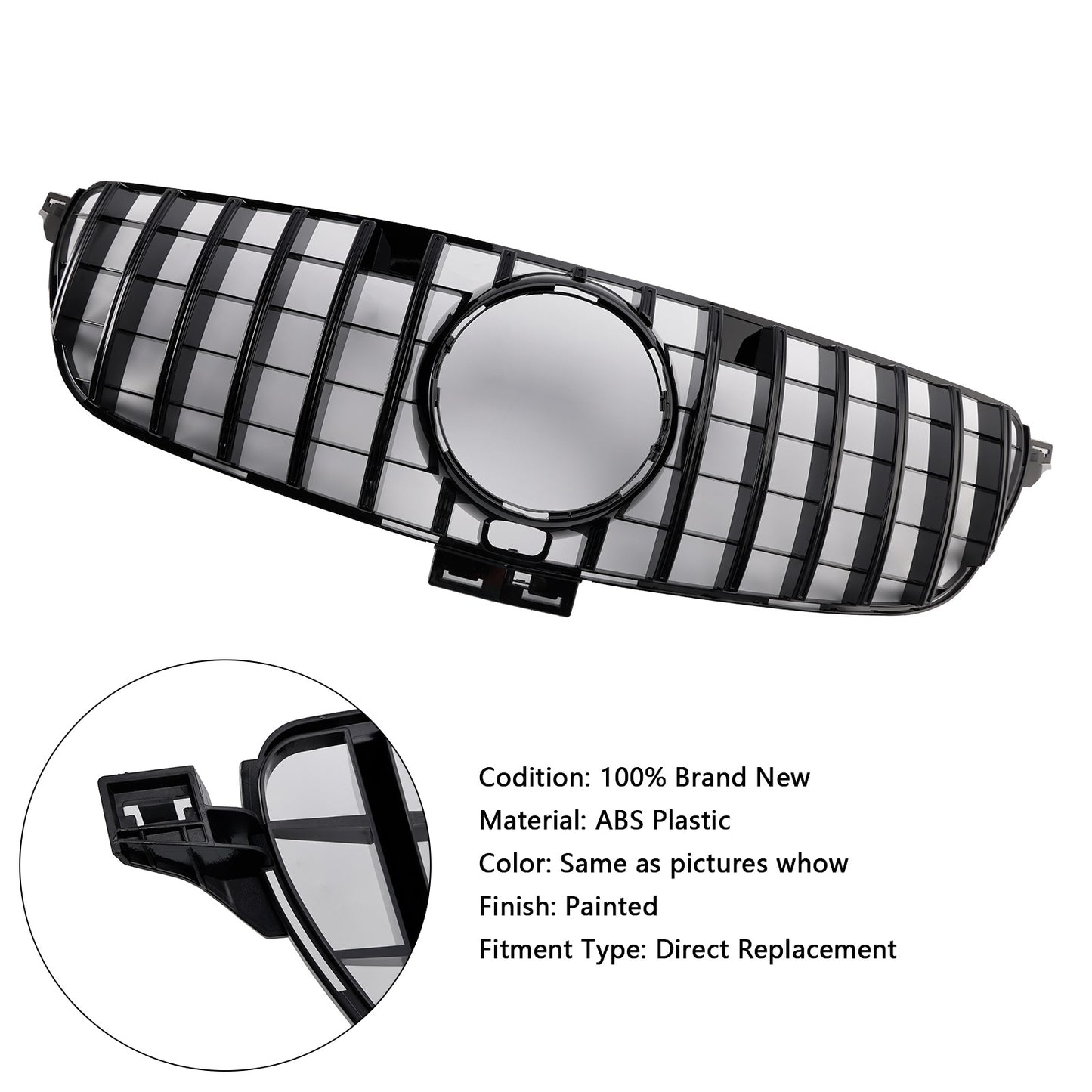 GT Style Front Bumper Grille Grill Fit Mercedes Benz GLE-Class W166 2015~2018