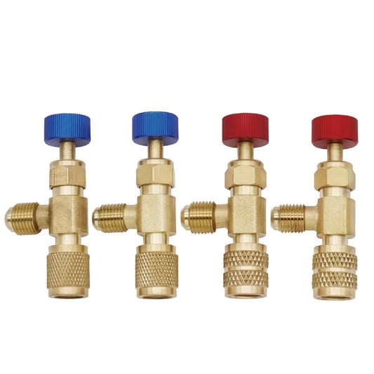 4pcs Air Conditioning Refrigerant Charging Valve, Safety Adapter for R22 R410A
