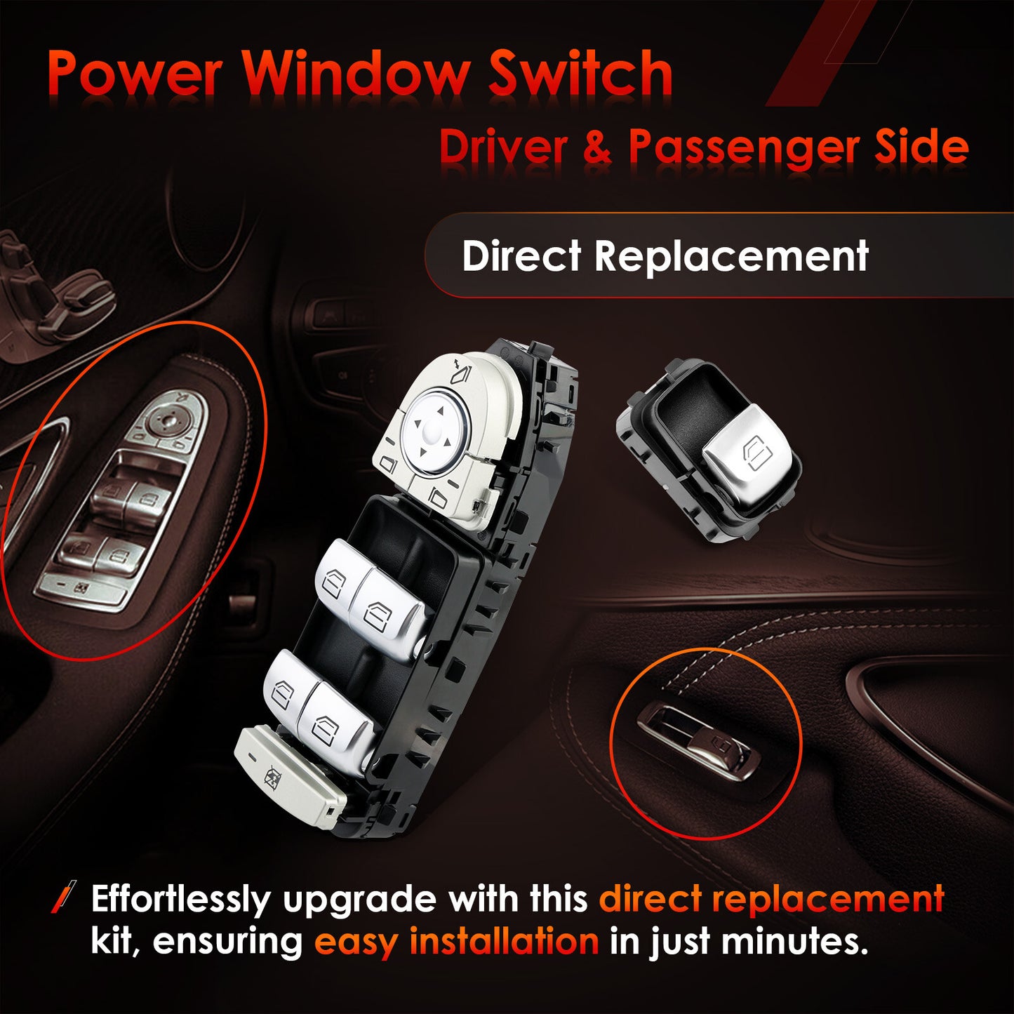 Master Power Window Switch Driver & Passenger For Mercedes-Benz C300 C350E C43