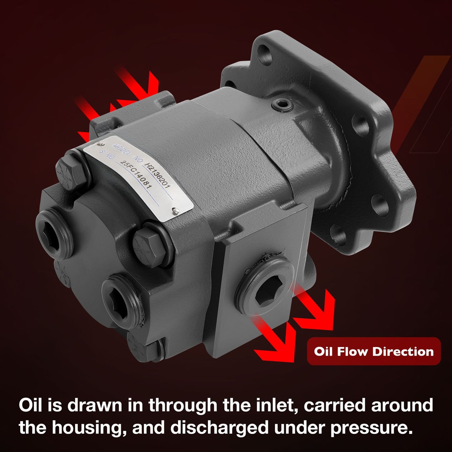 H2136201 Hydraulic Pump 3000 PSI 7/8"-13 Spline Shaft Heavy-Duty Hydraulic Pump